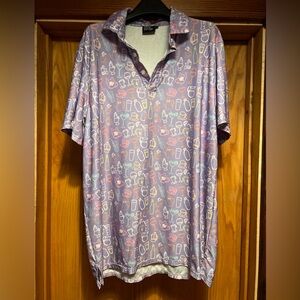 Friday Fairways Performance Large Polo Shirt Neon Martini Party Purple L Golf